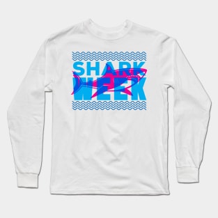 SHARK week retro overprint style Long Sleeve T-Shirt